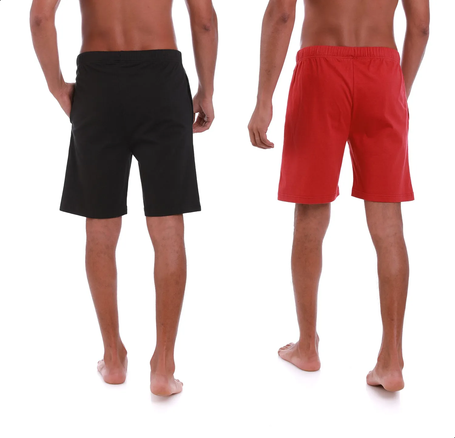 MEN’S BLACK/RED KNIT LOUNGE SHORTS - 2 PK