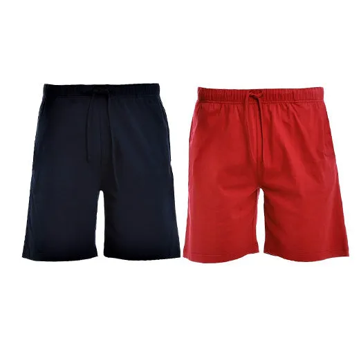 MEN’S NAVY/RED KNIT LOUNGE SHORTS - 2 PK