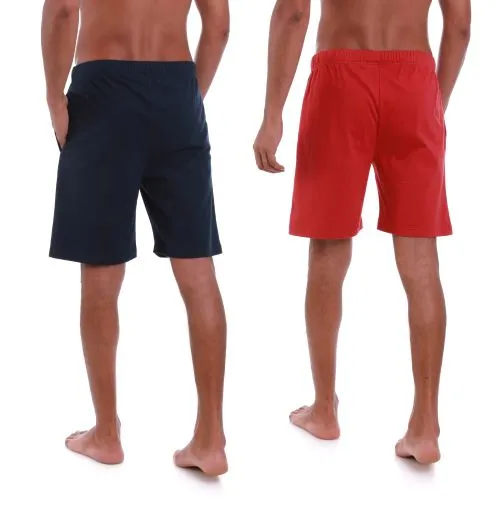 MEN’S NAVY/RED KNIT LOUNGE SHORTS - 2 PK