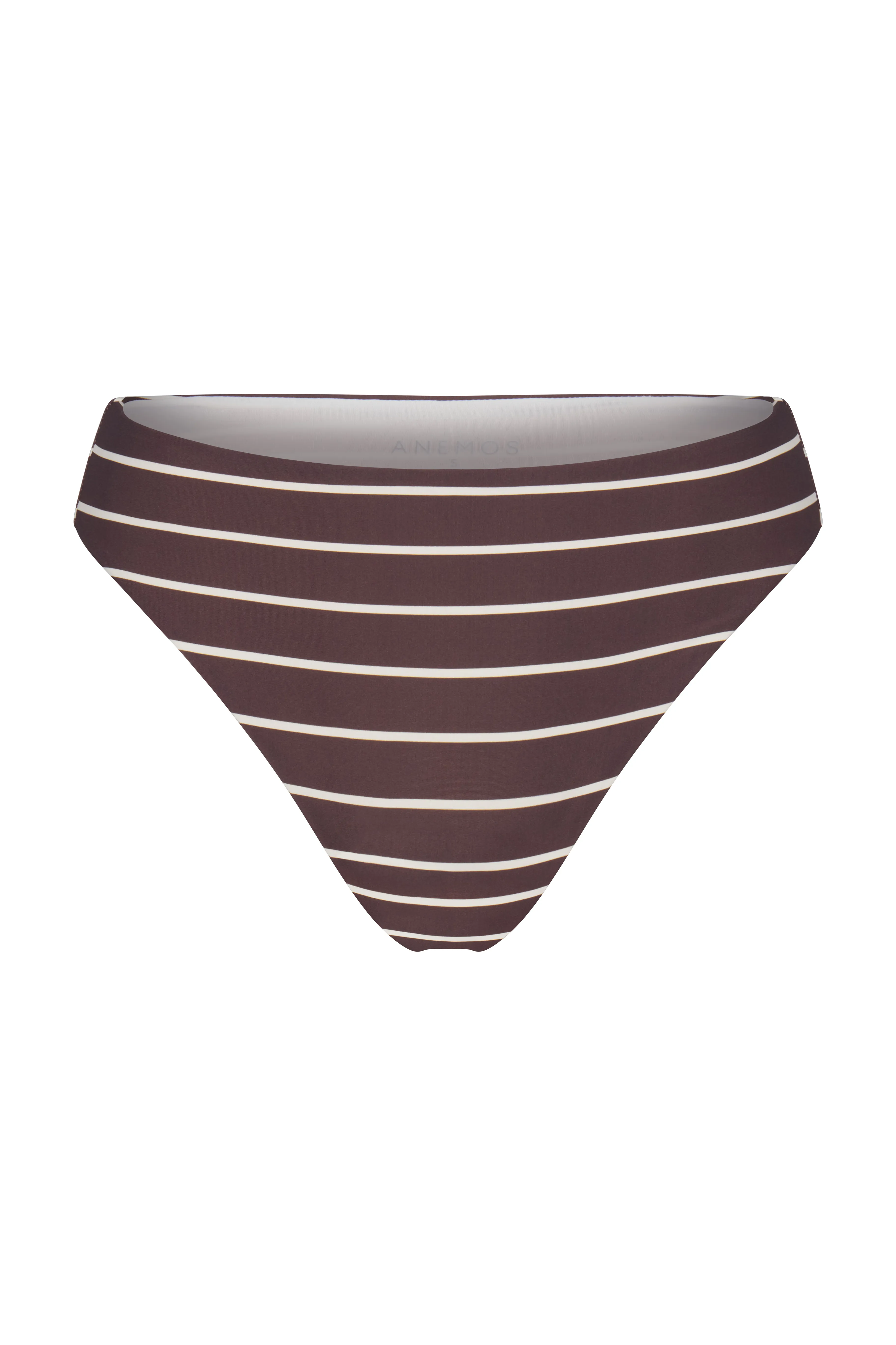 Midi High-Cut Bikini Bottom In Espresso Odd Stripes