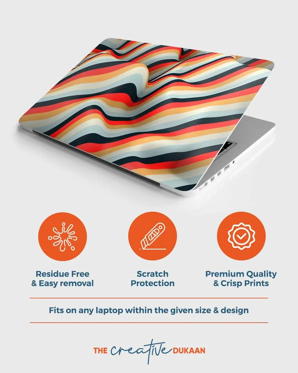 Multicolor Cute Laptop Skin for Art Lover With Waves