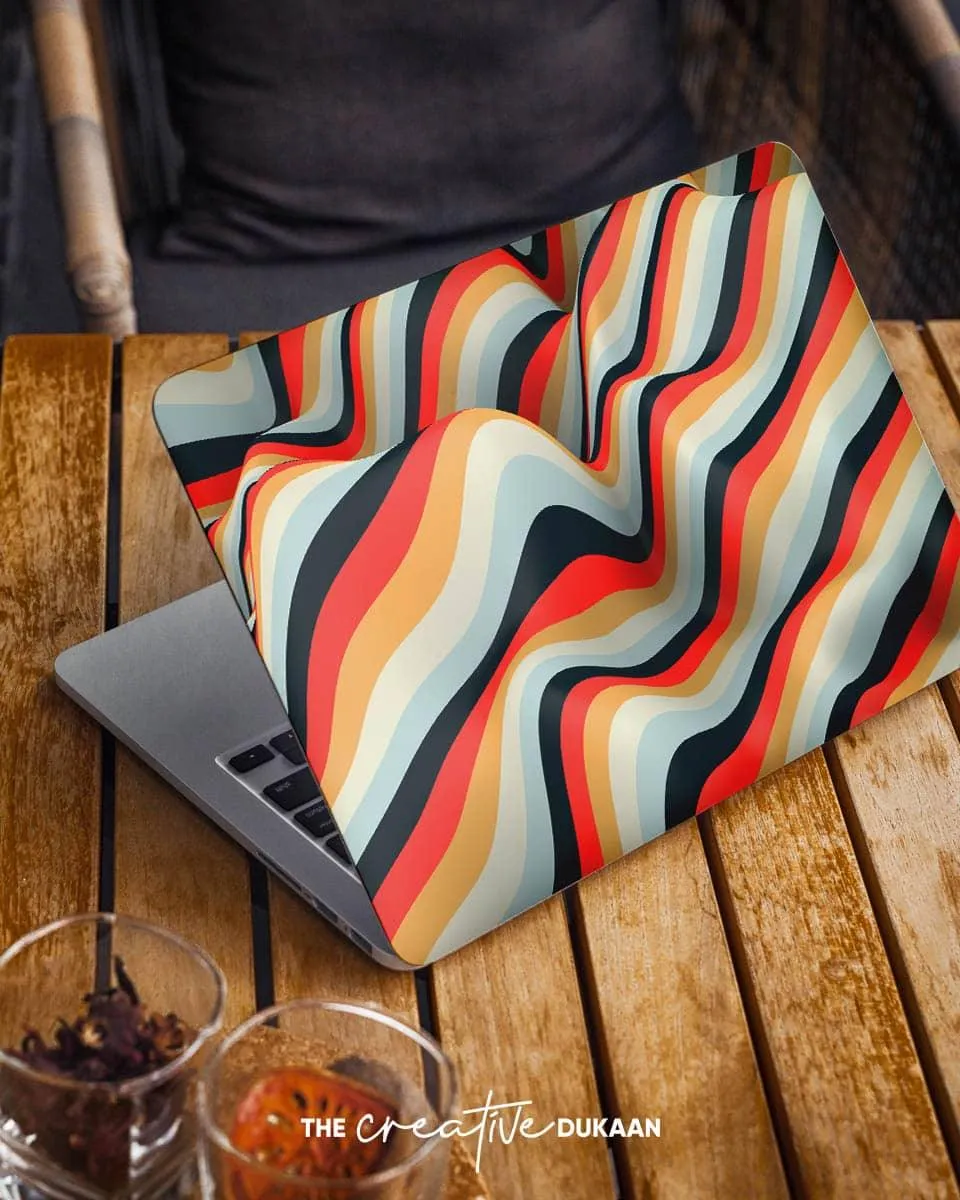 Multicolor Cute Laptop Skin for Art Lover With Waves