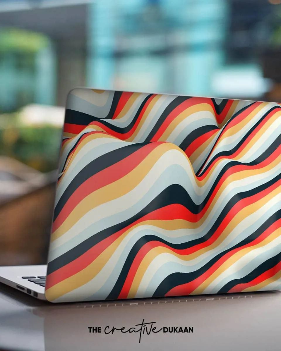 Multicolor Cute Laptop Skin for Art Lover With Waves