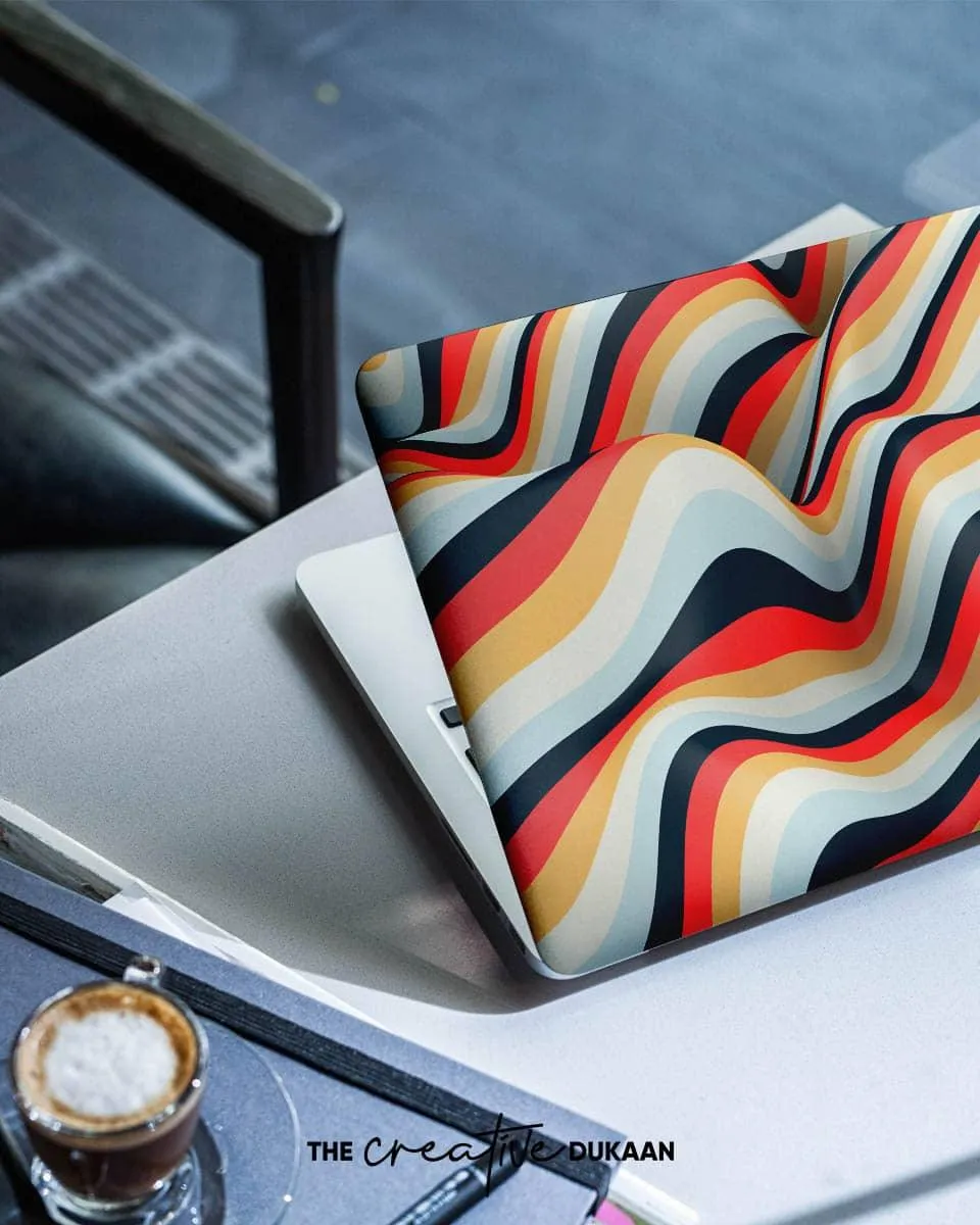 Multicolor Cute Laptop Skin for Art Lover With Waves