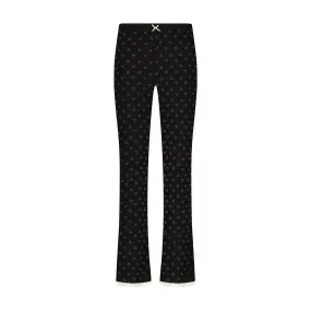 Polkadot Black Vintage Hearts ANKLE PANT Hi Rise w Ecru Cluny Lace