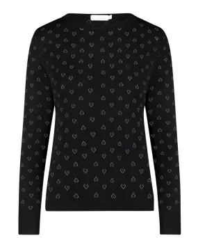 Polkadot Black Vintage Hearts RACHEL SLOUCHY Crew LS -L/XL Only