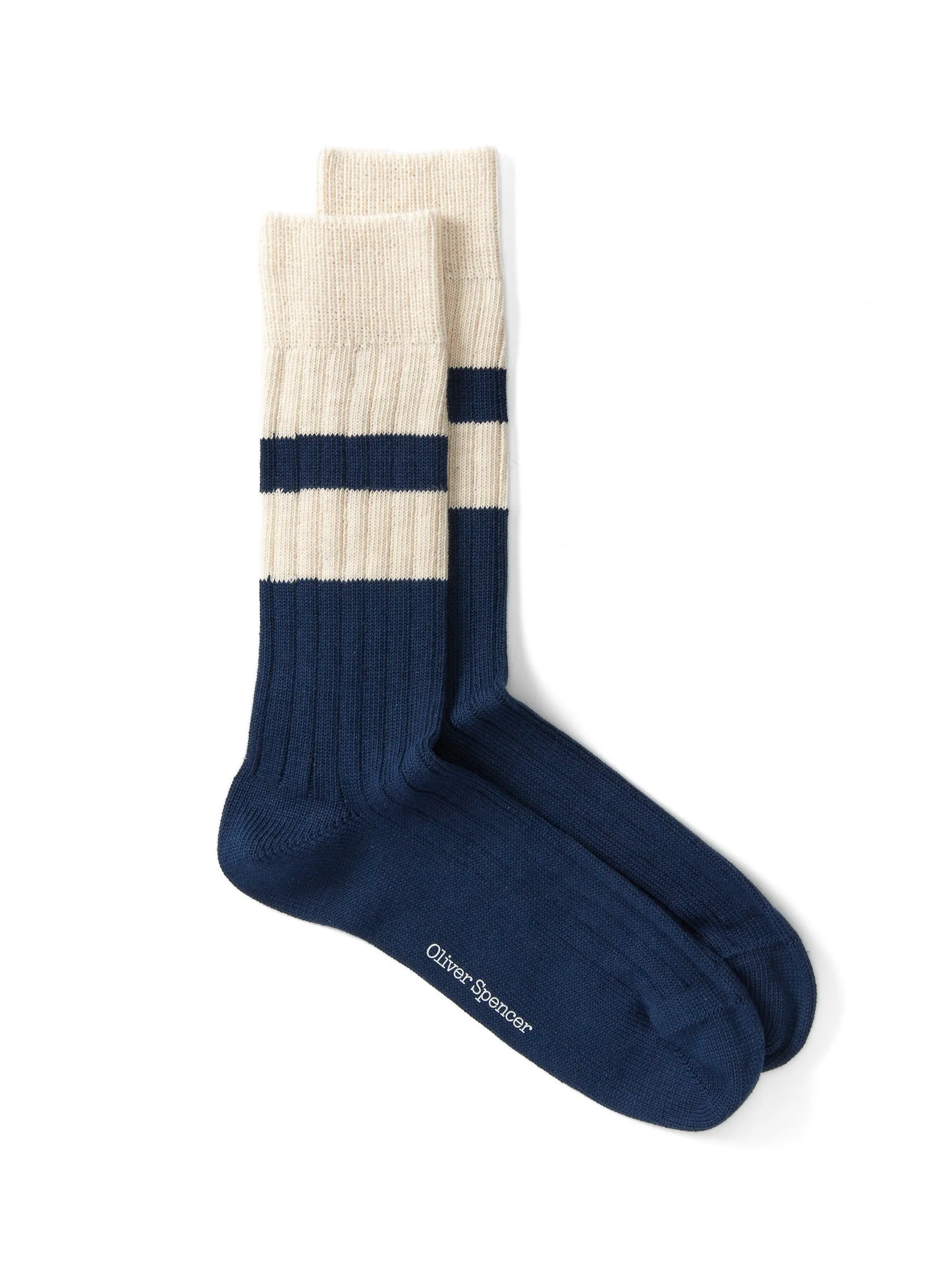 Polperro Socks Merrow Blue/Cream