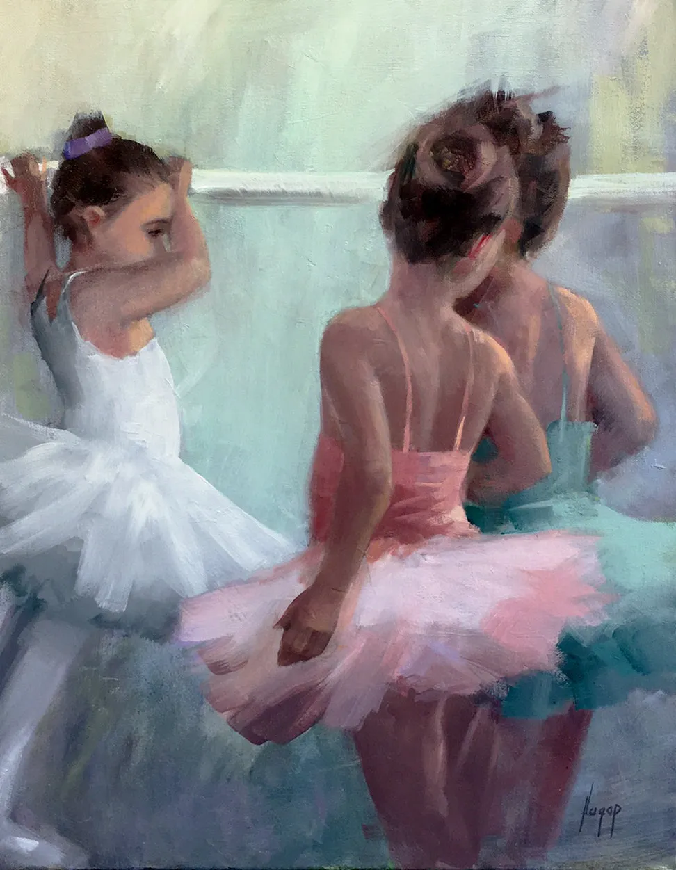 "First Day" by Hagop Keledjian  - Painting of Ballet Dancers