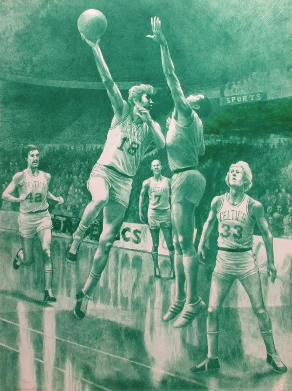 "Winning Shot" by Anne Lyman Powers - Boston Celtics Basketball Etching on Paper