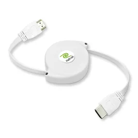 Retractable HDMI Cable | HDMI Cord for 1080p HDTV | Type A to Type A | White