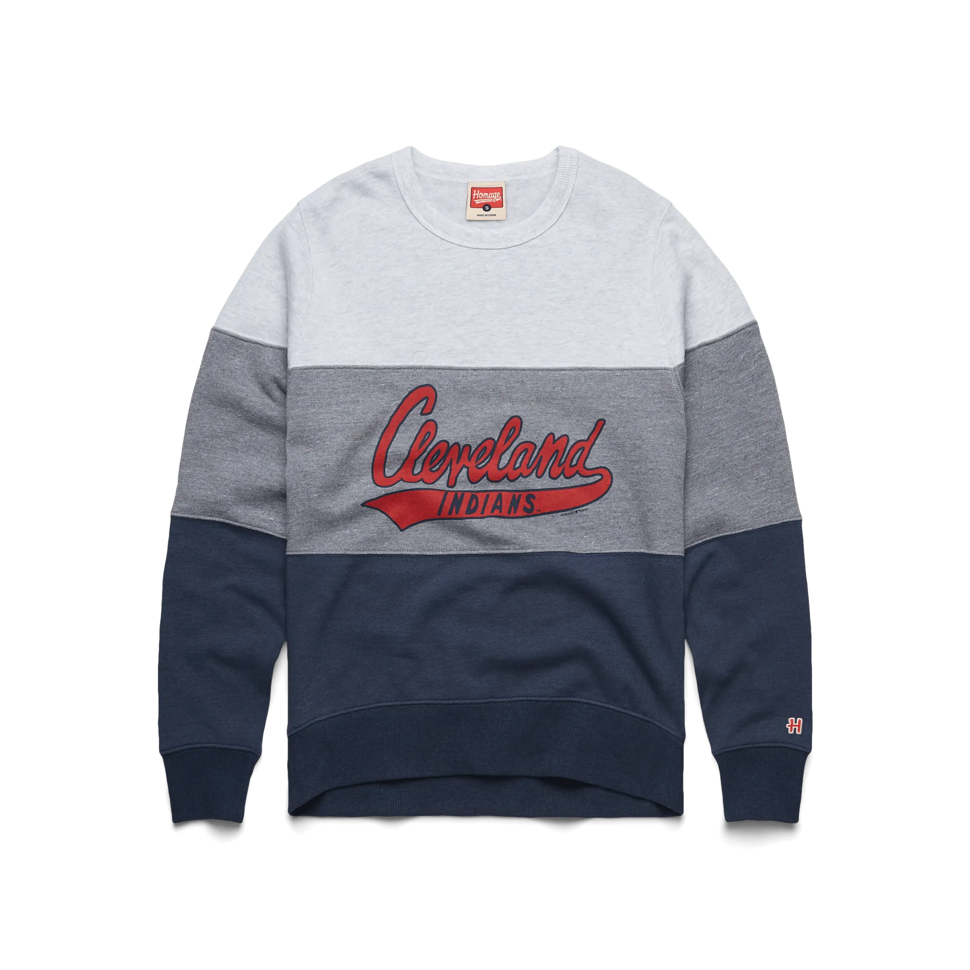 Script Cleveland Indians Stripe Crewneck