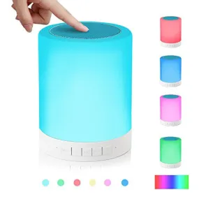 SIMPTECH TABLE LAMP WIRELESS BLUETOOTH SPEAKERS - WITH TOUCH SENSOR LAMP (DIMMABLE 3 LEVEL WARM WHITE LIGHT & SIX COLOR CHANGING RGB), BEDSIDE LAMPS WITH TF CARD ,MP3 SPEAKERS, HANDS-FREE