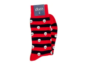 Skull Stripe Socks Red