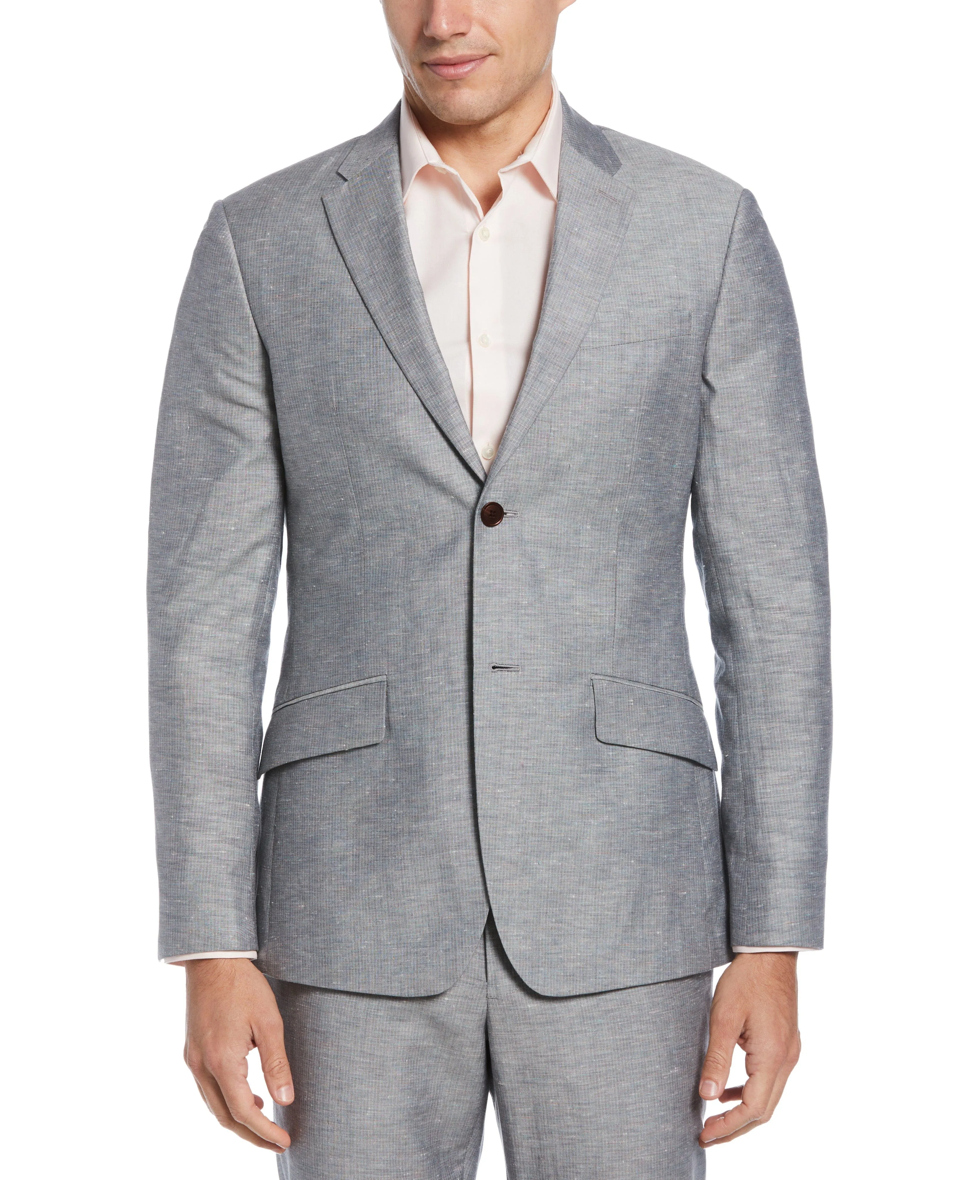 Slim Fit Linen Blend Textured Suit Jacket