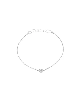 Solid Gold Diamond Heart Bracelet - White Gold