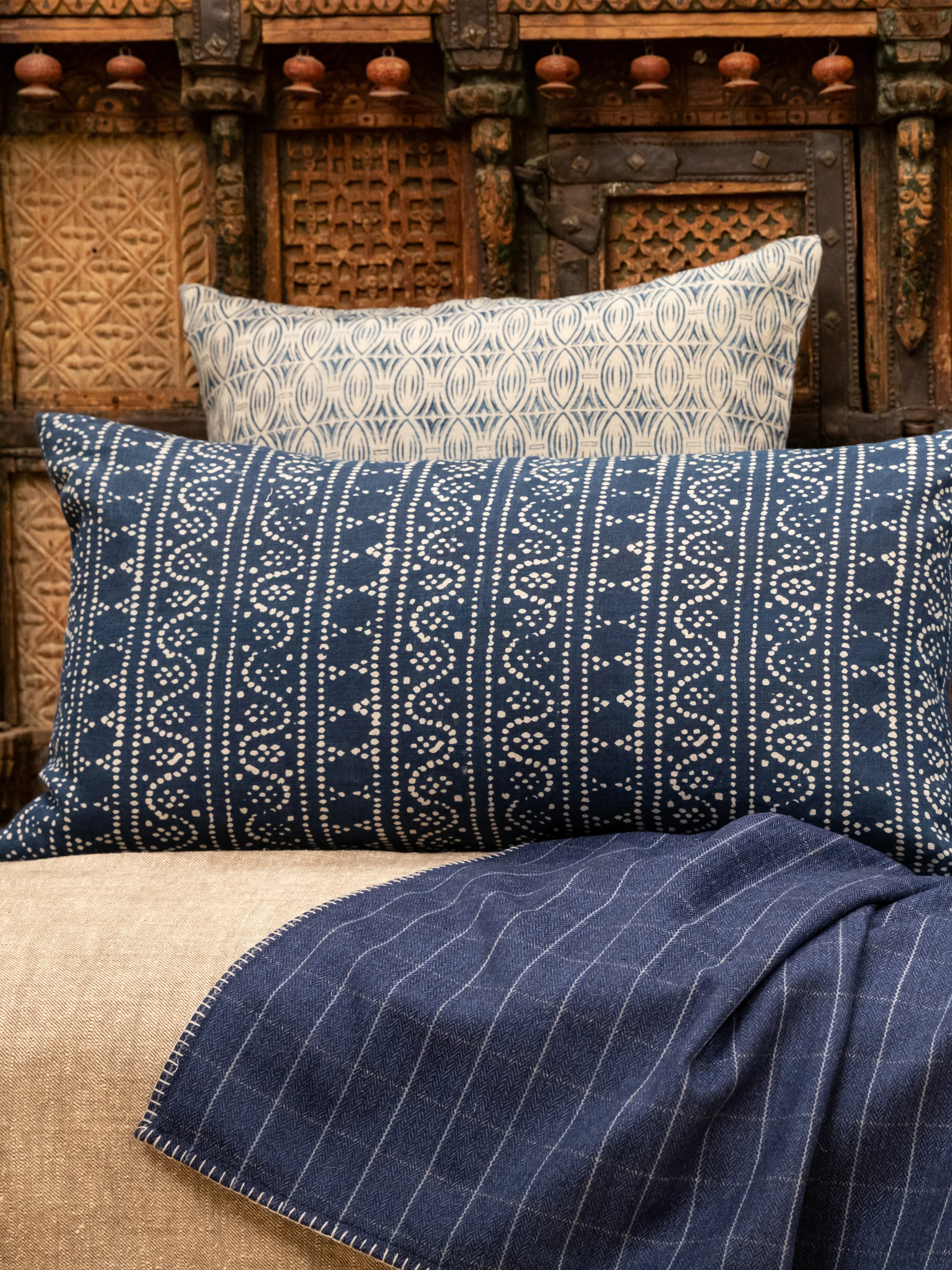 Sumatra Indigo Lumbar Pillow Cover