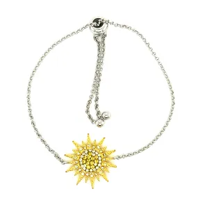 Sunburst Bracelet with Yellow and White Crystals in Sterling Silver