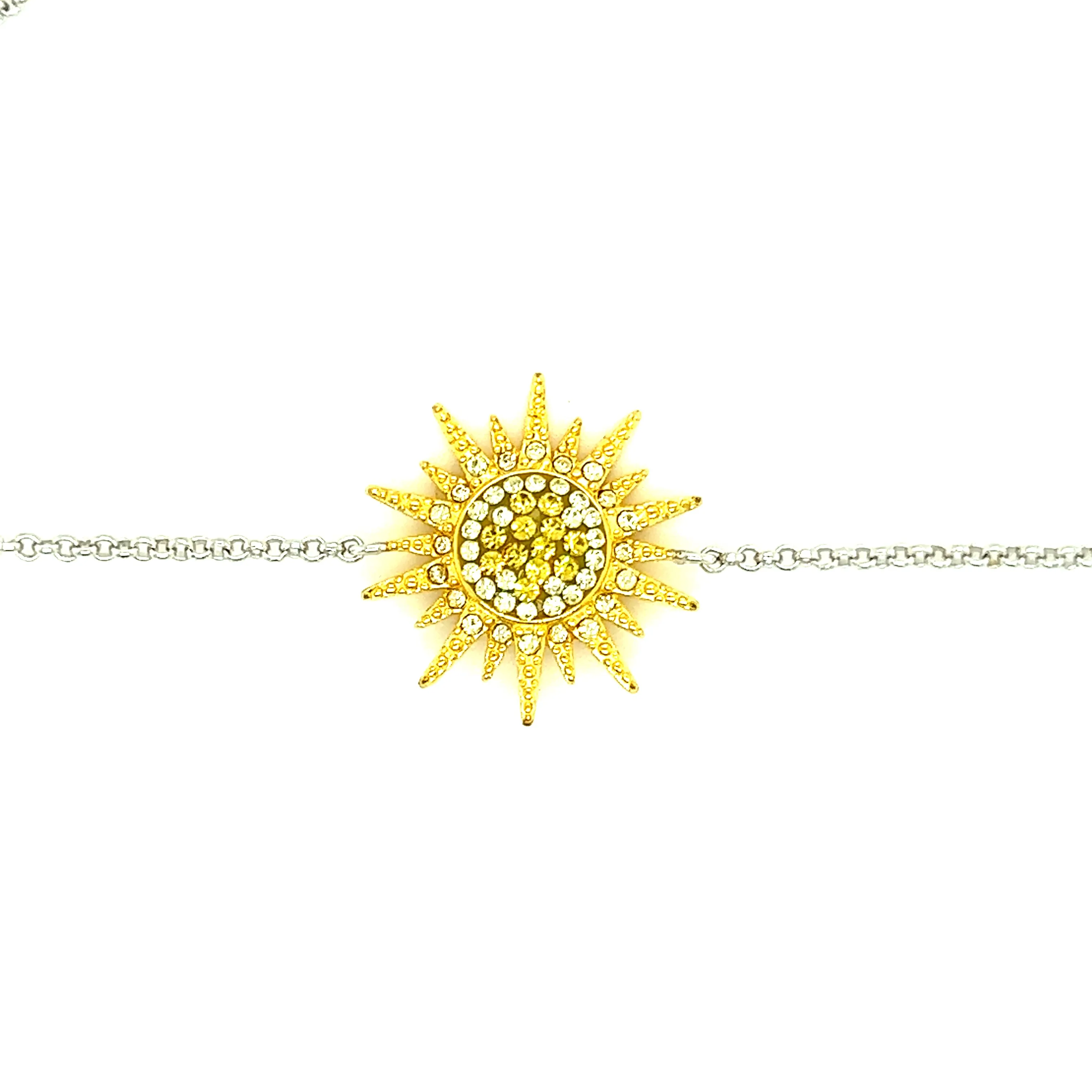 Sunburst Bracelet with Yellow and White Crystals in Sterling Silver