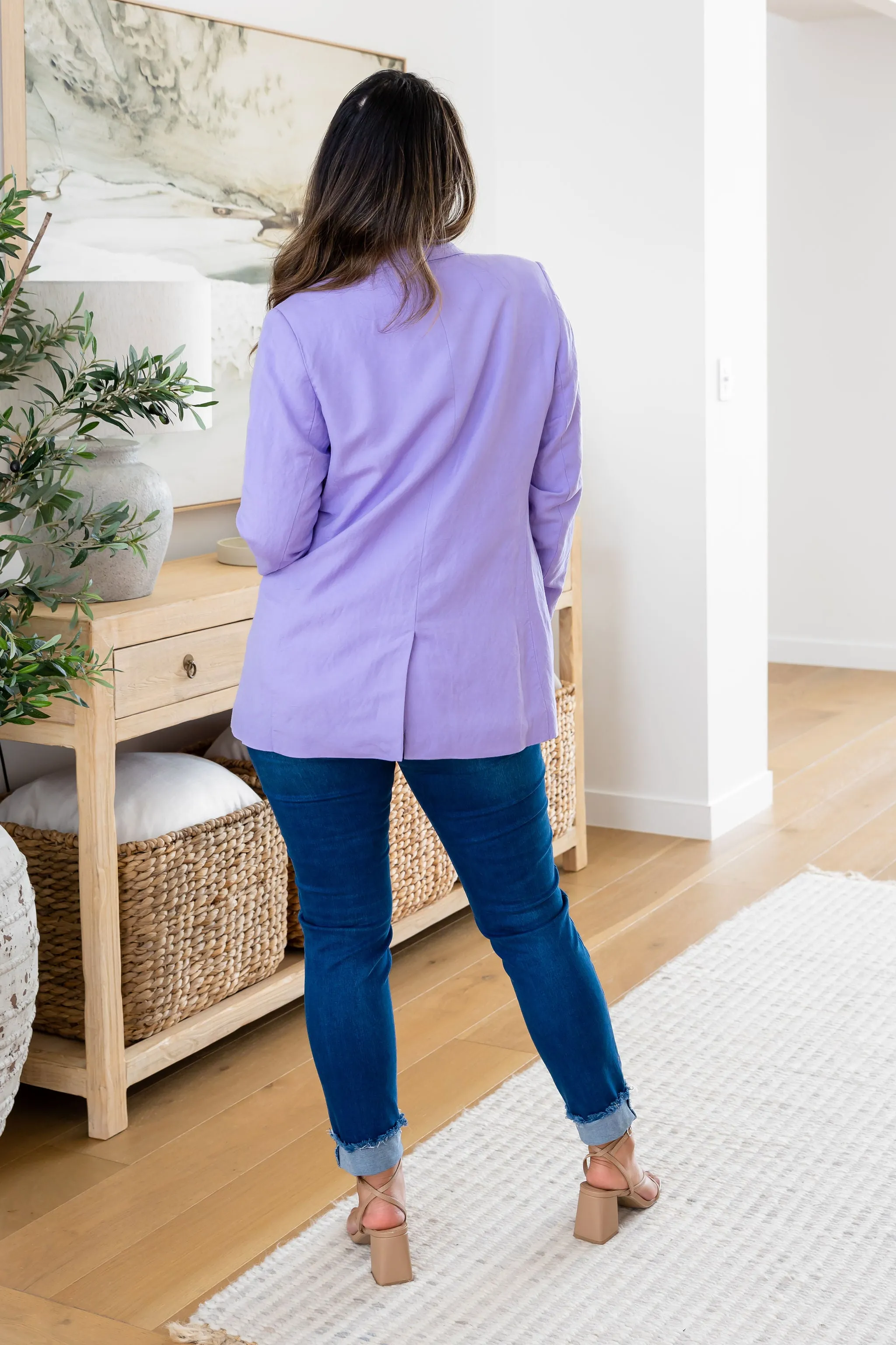 Tammy Linen Blend Blazer in Lavender