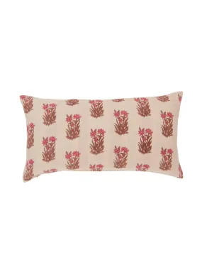 Tuberose Salmon Lumbar Pillow With Lining