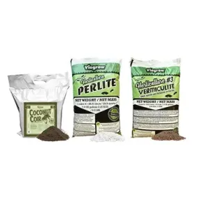 Viagrow 1CF Perlite 1CF Vermiculite 5KG Coco Coir, Makes 128 Quarts / 32 Gal / 4.4CF