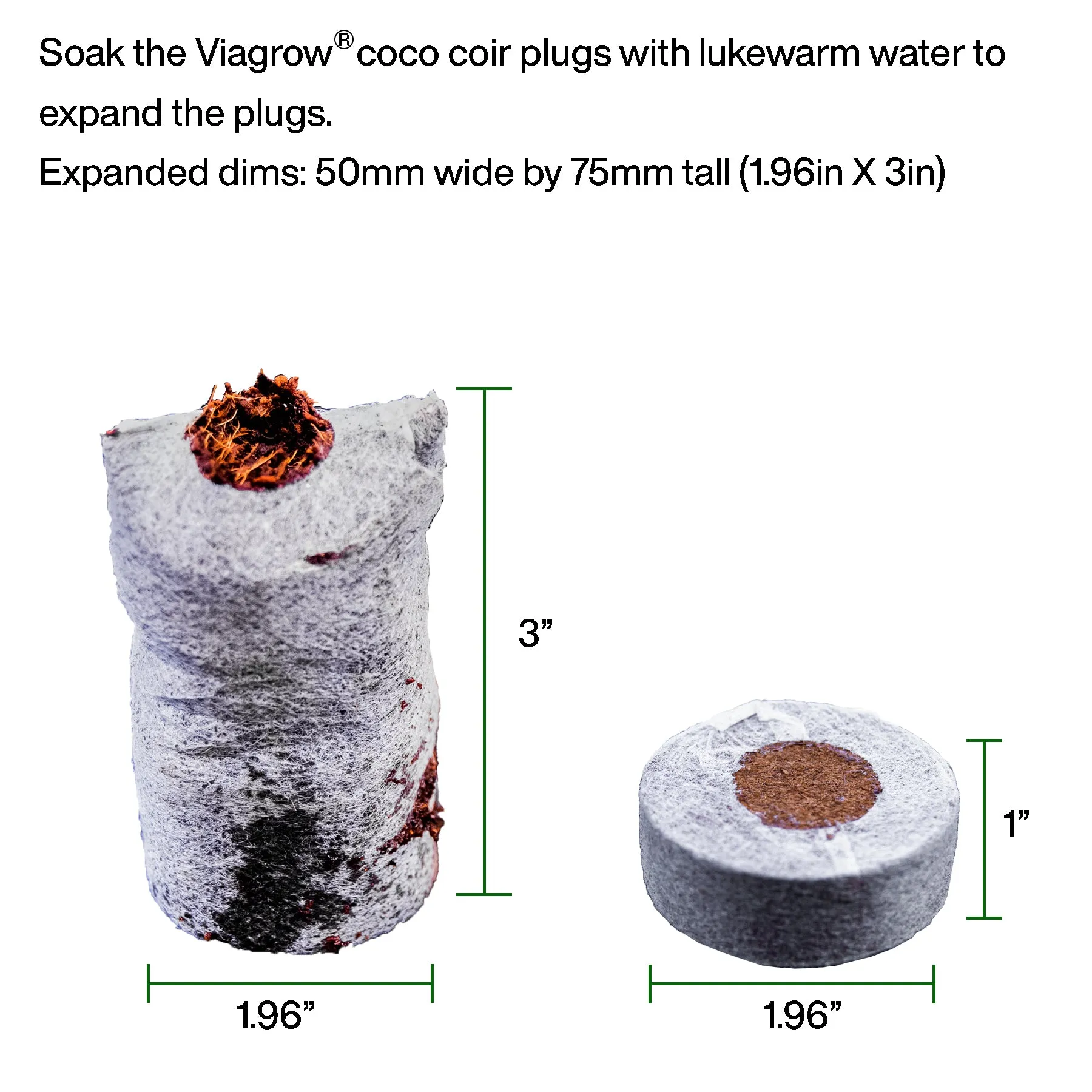 Viagrow Coco Coir Seed Starter Plugs 50 Per Pack, Expandable Coco Discs 50mm