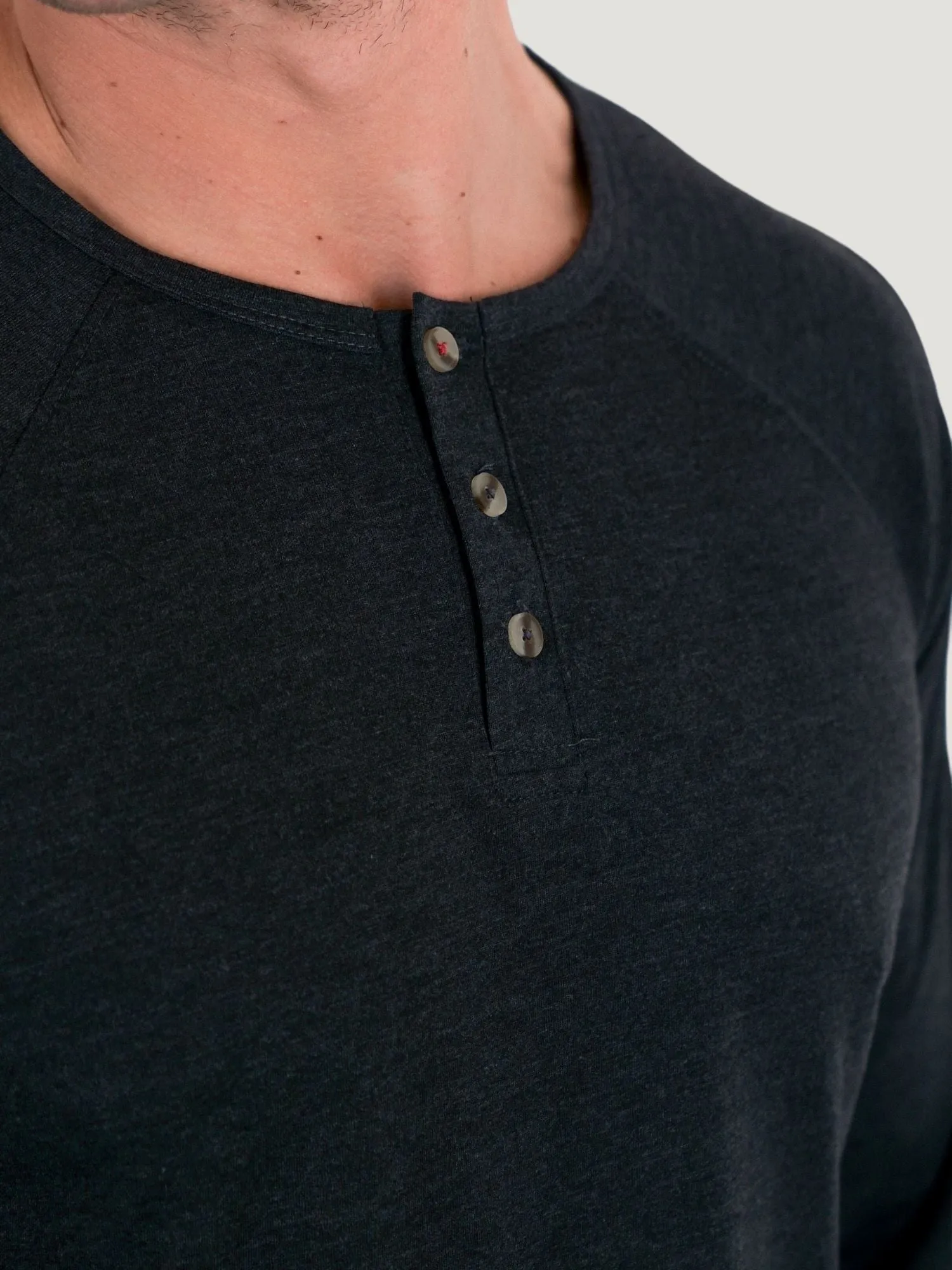 Vintage Black Slim Fit Long Sleeve Henley