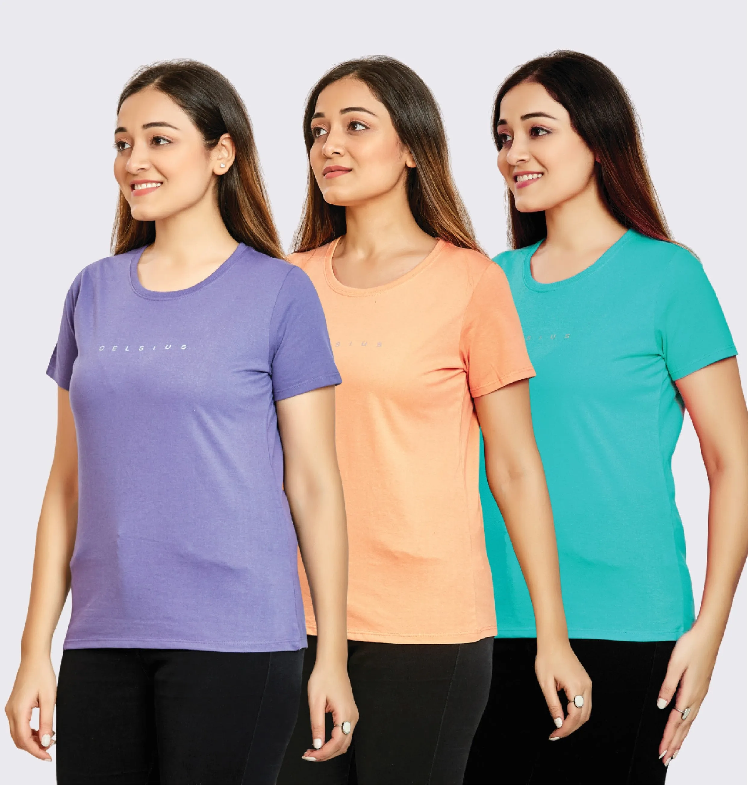 WOMEN 3 PIECE PACK CREW NECK TSHIRT